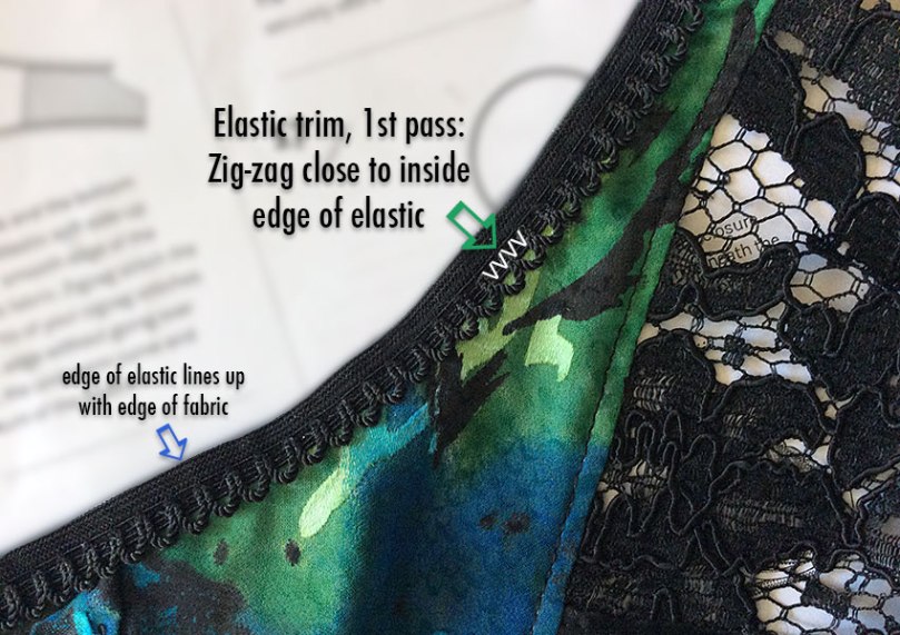 Elastic trim: sewing the first pass