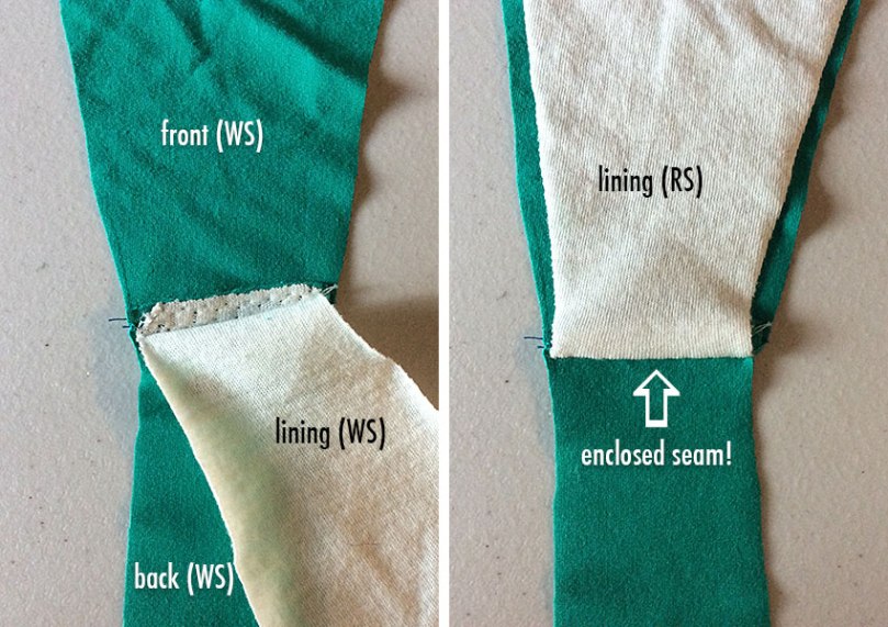 Sewing the enclosed seam