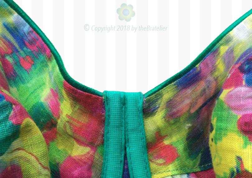 Close-up of front of linen bra